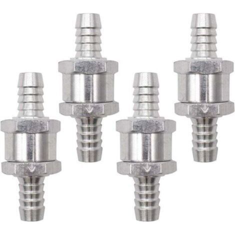 Clapet Anti-Retour, 4 Pièces Argent Anti-Retour Valve avec Flèche Non Retour Clapet en Alliage pour Carburateur Low Systèmes de carburant Sous Pression Voiture (10mm) (1/4)