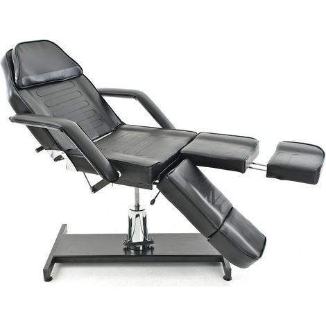 Lettino girevole idraulico per trattamenti estetici e pedicure con poggiapiedi diviso similpelle nera 100008211