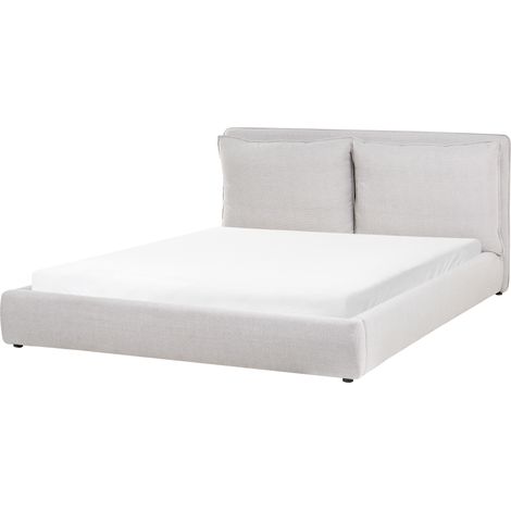 Cama de agua moderna de tela 180 x 200 cm cabecero tapizado y acolchado gris claro Bajonna