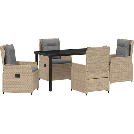 Maison Exclusive - Garten Essgruppe 5 Stk. Beige und Hellgrau Pol (1/5)