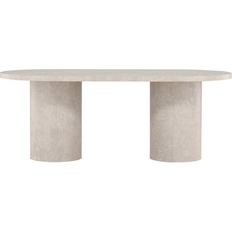 Table à manger 8 personnes ovale effet marbre - Beige - Narvik