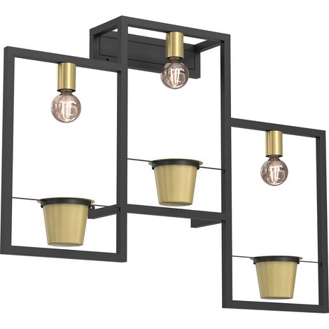 Applique industrielle noir/or 3xE27 Flores Luminex