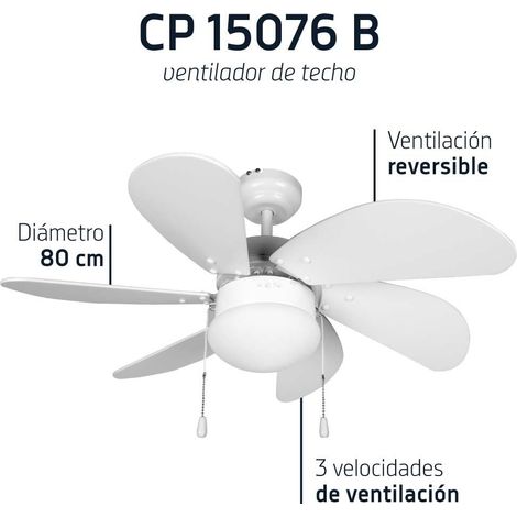 Orbegozo ventilador de techo con luz CP 15076 B, 3 velocidades, 6 aspas, 80 cm diámetro, 50 W (1/3)