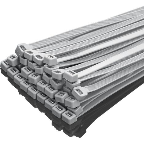 Kabelbinder 100 Stück Nylon 50kg Zugfestigkeit 300mm x 7.6mm Grau (1/5)