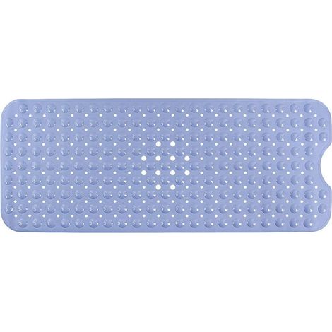 1 tapis de salle de bain 100x40cm, antidérapant, en PVC, bleu, pour douche et baignoire (1/4)