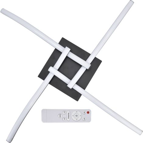 LED-Deckenleuchte in Wellenform, 3-farbig dimmbar, aus Schmiedeeisen, mit Fernbedienung, schwarz, AC110–265 V (1/5)