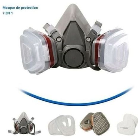 Masque Protection 7 In 1, Masque Peinture, Réutilisable Avec Filtre Anti Poussière,Masque A Gaz Respiratoire Avec Filtre Pour Pulvérisation,Peinture,Travaux, Produits Chimiques,Bricolage,PonçXVX (1/4)