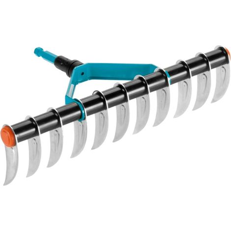 Rastrello 11 denti zincati con rivestimento duroplast largo 35 cm - Rimuove il muschio e l'erba selvatica, rompe le zolle di terra e livella il terreno (1/5)