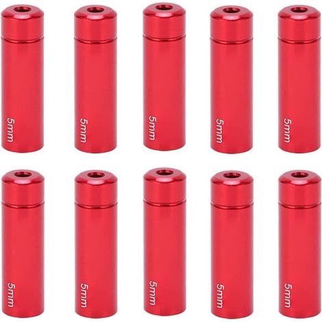 10 embouts de câble de frein de vélo 5mm, en alliage d'aluminium, caps de terminaison pour VTT et vélo de route, rouge (1/5)
