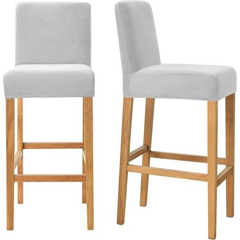 Housse Pour Tabouret De Bar - Velours Élasthanne - Gris Clair - Universelle Pour Chaise Haute - 1 Pièce (1/5)