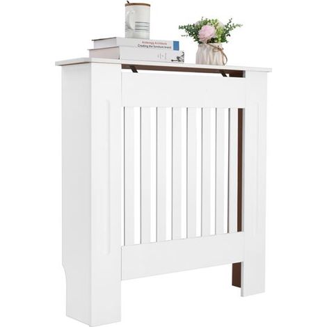 Cache Radiateur Blanc - Grille Cache Radiateur Maison en MDF Couvre Radiateur Bois Cache-Radiateur Mural Couverture de Radiateur - Blanc Taille S - 78x19x82cm