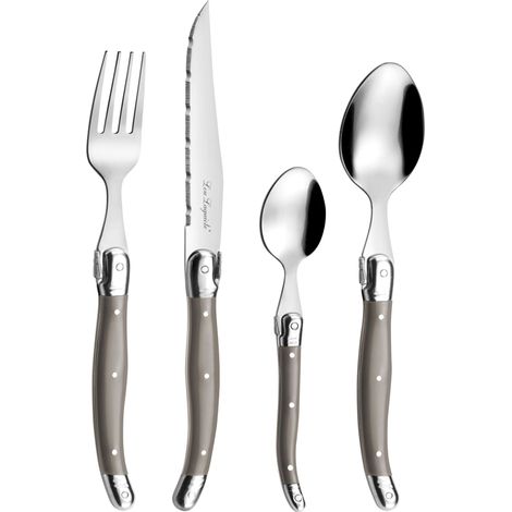 Lou Laguiole 2511LIPA22E80 Tradition - Servizio di posate da 48 pezzi, in acciaio inox/manico, 14 x 7,5 x 24,5 cm, colore: Grigio talpa (1/3)