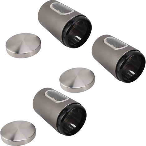 Lot de 3 boîtes hermétiques en acier inoxydable avec fenêtre transparente, idéales pour le café, les céréales et autres aliments, gris argenté. (1/5)