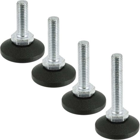 4x Piedino piedi regolabile piede livellatore filettato M8 tondo tubi mobili, M8x80mm