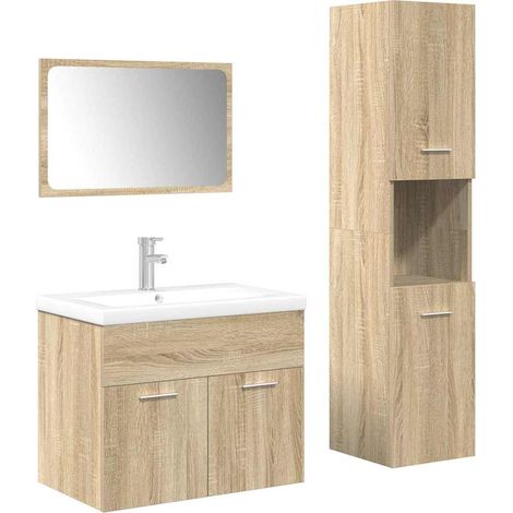 Maison Exclusive - Set Mobili da Bagno 4 pz Rovere Sonoma in Legno Multistrato