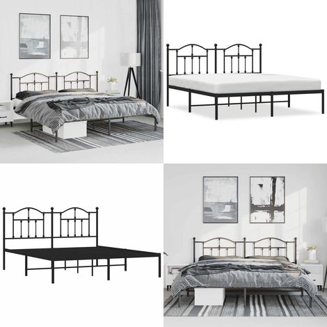 Bettgestell mit Kopfteil Metall Schwarz 183x213 cm - Metallbettfundament - Doppelbett - Boxspringrahmen - Schwarzes Bettgestell - Bettrahmen Schwarz - Home & Living (1/5)