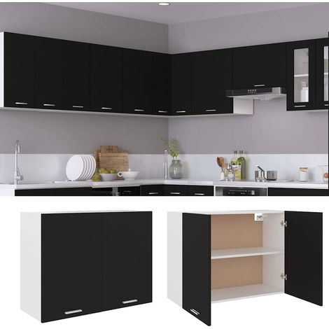 Maison Exclusive - Mobile Pensile “Lyon” Nero 80x31x60 cm in Legno Multistrato (1/5)