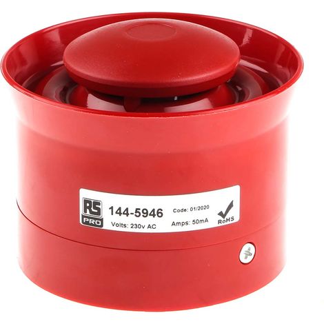 Avertisseur sonore Rouge RS PRO, 98 260 V c.a., 112dB IP54, IP65 ( Prix pour 1 )