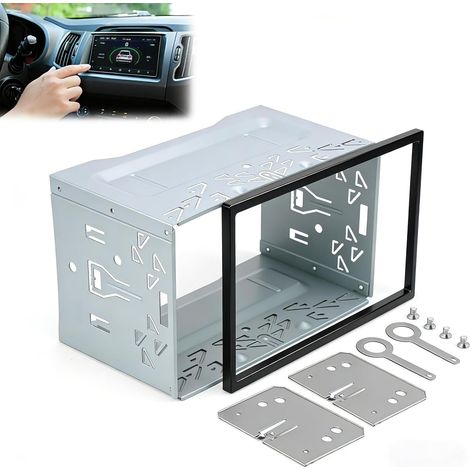Cadre d'Autoradio Universel 2 DIN, Cadre de Montage en Métal et Plastique, Cage Durable pour Autoradio de Voiture, Kit de Montage avec Vis, Compatible avec Jetta Polo, Lecteur DVD (1/5)