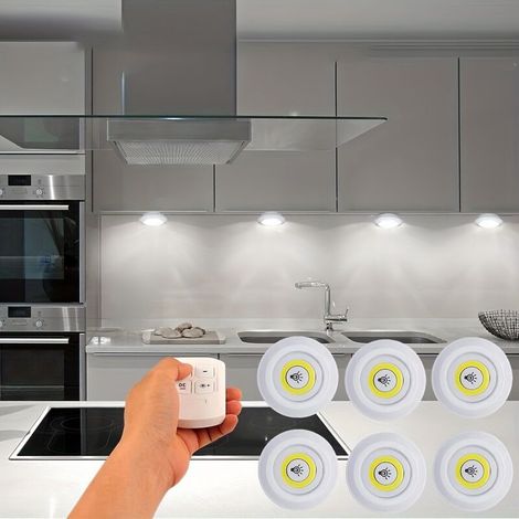 Lot de 5 veilleuses télécommandées sans fil 3W Éclairage doux chaud avec intensité variable Installation adhésive sur toutes surfaces (1/5)
