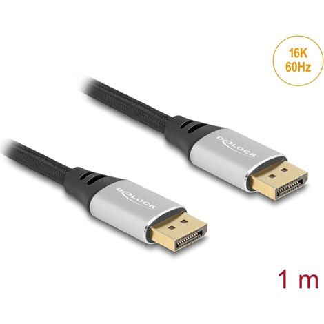 Delock Cable DisplayPort 16K 60 Hz 1 m metal plateado