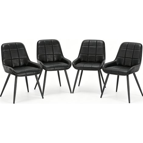 CHICFURN Set di 4 sedie da pranzo 81,5 cm in similpelle nera, schienale alto (1/5)