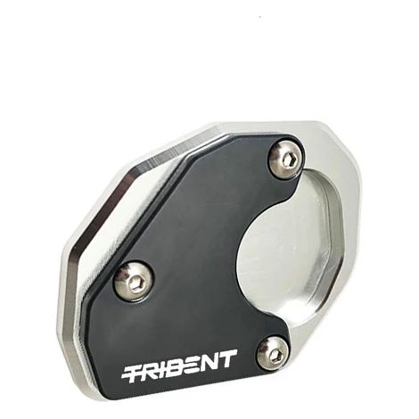 (Logo TRIDENT gris) Compatible avec la béquille latérale en aluminium Trident 660 (noir et rouge) pour motos TRIDENT 660 (2021-2022). (1/4)
