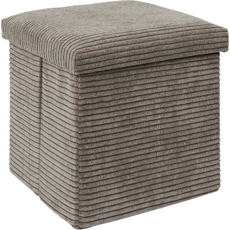 Pouf Coffre Pliable Côtelé "Scott" 38cm Taupe (1/5)