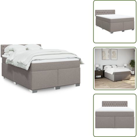 The Living Store Giroletto a Molle con Materasso Tortora 160x200 cm in Tessuto - Materasso a molle insacchettate