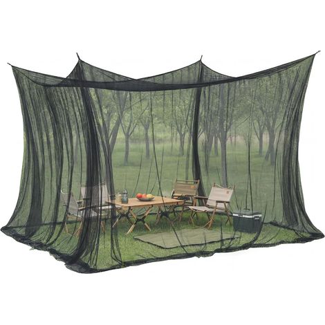 XXL Moustiquaire de Voyage, Moustiquaire pour Lit Double 300 x 300 x 250 cm, Tente de Camping Fermée, Protection Contre Les Insectes pour Une Utilisation en Extérieur, Terrasse, Noir (1/5)