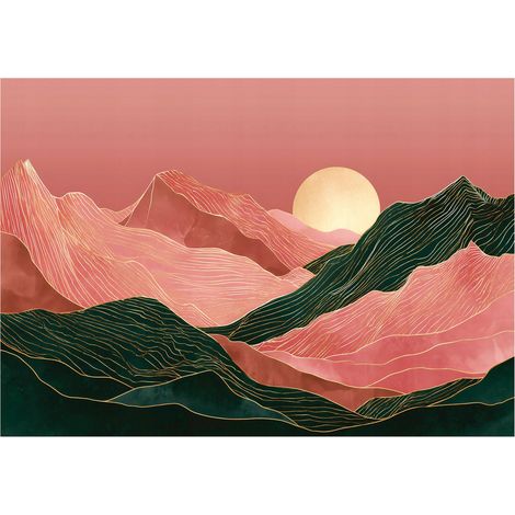 Papier peint mural paysage art déco abstrait intissé grand format design intérieur salon chambre pas cher 200x140 cm (1/5)