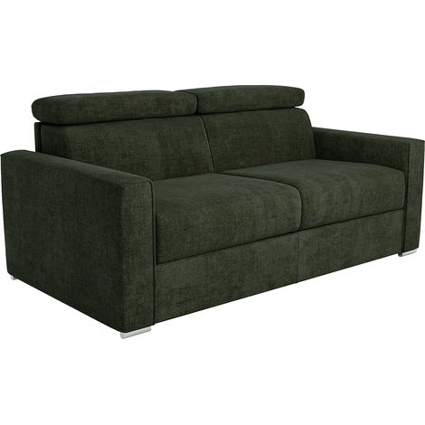 Divano letto 4 posti express in tessuto verde abete Letto 160 cm Materasso 22 cm memory foam - VIZIR (1/5)