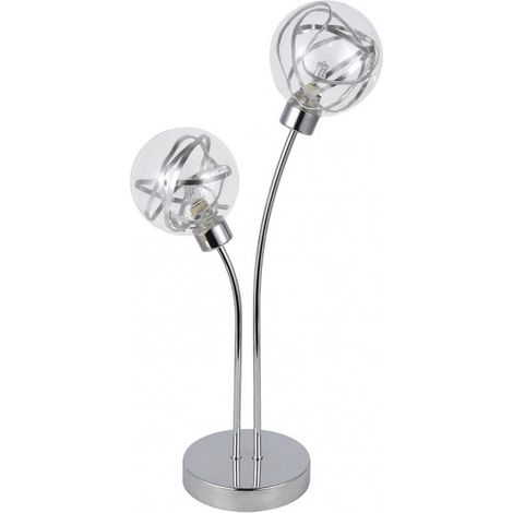 Tischleuchte 2 Lichter Modell VARANASI Chrom FABRILAMP (1/3)