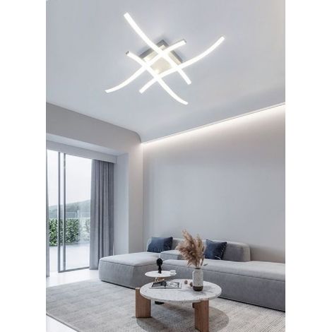 TrAdE Shop Traesio - Plafoniera Moderna Led Soffitto Con Bracci A Onda Luce Fredda Naturale Calda C05 - -Bianco Freddo -