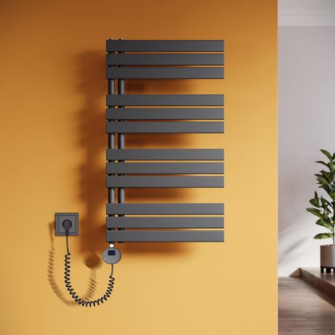 SONNI Handtuchheizkörper Elektrisch mit Heizstab Badheizkörper Elektrisch mit Temperatureinstellung Und Timer Anthrazit 1314x500mm (1/5)