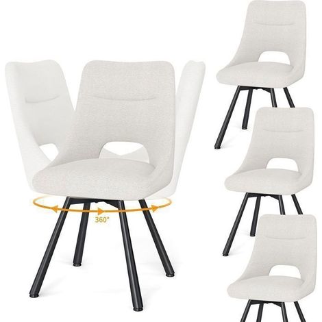 WAFTING Lot de 4 Chaises de Salle à Manger Pivotante à 360°, Chaises de Cuisine avec Pieds en Métal, Beige