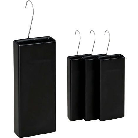 Relaxdays Radiator Humidifier, 4-Piece Set, Water Evaporator for Radiators, incl. Hanging Hooks, Ceramic, Black