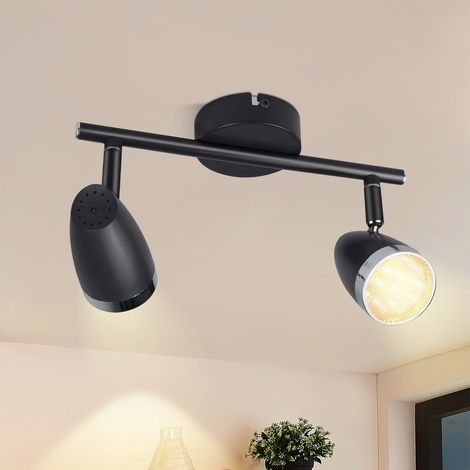 ZMH Plafonnier LED Orientable Gris 2 Ampoules 8W Blanc Chaud 3000K Spot Orientable à 350° pour Salon Couloir Cuisine Salle à Manger