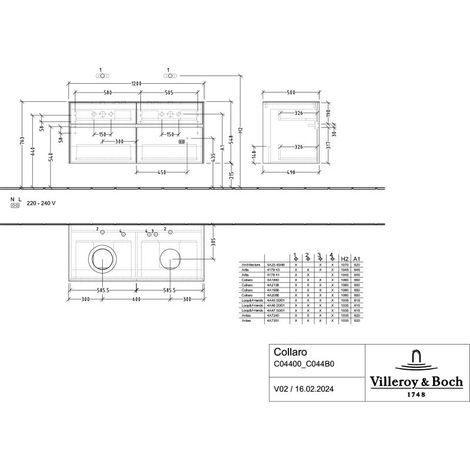 Villeroy & Boch C044B0VQ WTUS Collaro C044B0 1200x548x500mm m.