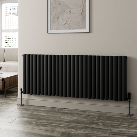 Black Oval Column Designer Radiator Vertical Horizontal 600 x 1560mm Double Panel (1/5)