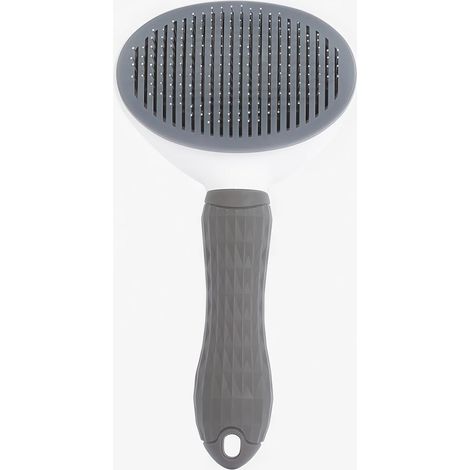 Brosse magique autonettoyante pour chiens et chats Outil de toilettage pour poils courts, moyens et longs Élimine les poils morts, les tapis et les nœuds Bouton facile à nettoyer Gris (1/5)