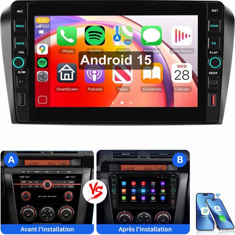 Pour Mazda 3 (2003-2009) Autoradio Android 15 CarPlay avec USB Type-C GPS WiFi RDS 2+32G (1/5)