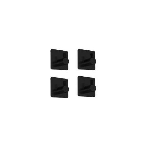 TAISHENGDA 4er-Set selbstklebende Edelstahl-Wandhaken – Kein Bohren erforderlich, Schwarz, Quadratisches Design (1/5)