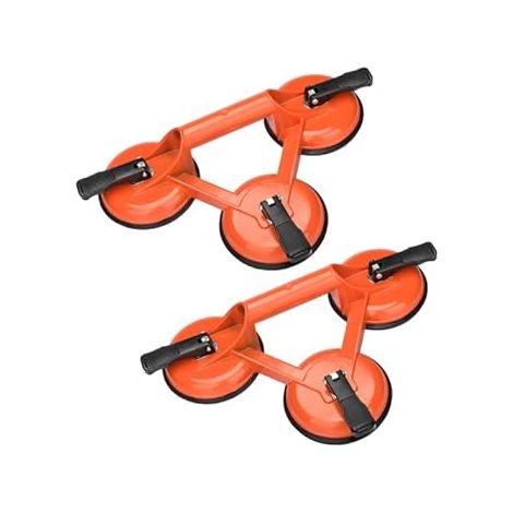 2 Ventosas para Azulejos - Soporte 130 kg, Aluminio, para Superficies Lisas como Baldosas, Cristal, Vidrio (Naranja) (1/4)