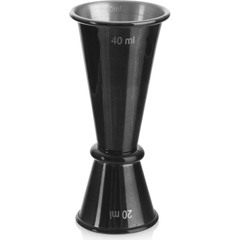 Vaso medidor de acero de doble cara para barman, NEGRO, 20/40 ml (1/5)