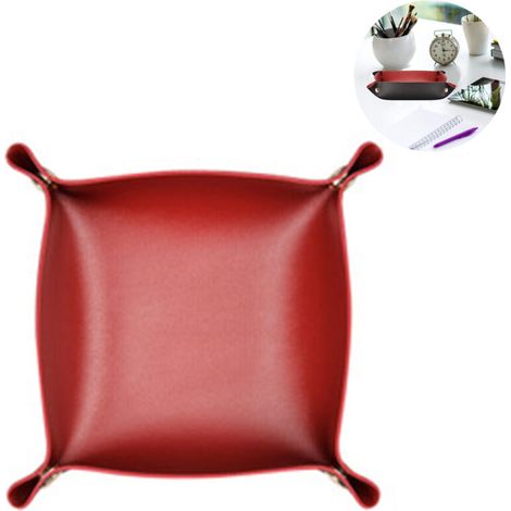 Plateau de rangement en cuir véritable pour homme, pouvant servir de plateau de rangement pour bijoux, clés, portefeuille, téléphone portable et petits objets, ou encore de plateau de table de (1/5)