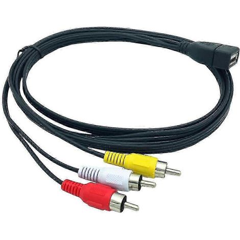 1,5 m USB-A-Buchse auf 3 Cinch-Phono-AV-Kabel für PC, TV, Aux-Audio und Video – Yvan-Black (1/5)