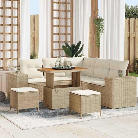Set Divano da Giardino 8 pz Beige polyrattan vidaXL (1/5)