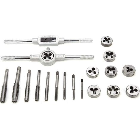 Juego de 20 machos y terrajas, extractores de tornillos roscados, acero M3-M12, con estuche de almacenamiento (1/5)