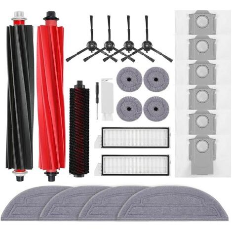 Accessoires pour Roborock S8 MaxV Ultra,2 Brosses Principales,4 Filtres HEPA,4 Serpillres Latrales,4 Sacs Poussire, 4 Brosses Latrales,1 Brosse Autonettoyante,1 Brosse de Nettoyage
